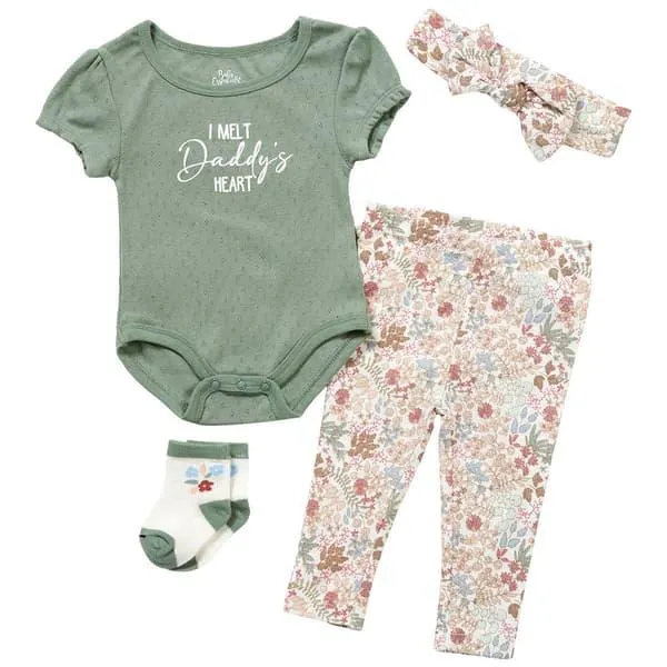 Baby Girl (3-9M) Baby Essentials® 4pc. Daddy’s Heart Floral Set
