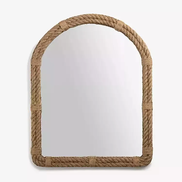 Woven Burlap Arched Wall Mirror