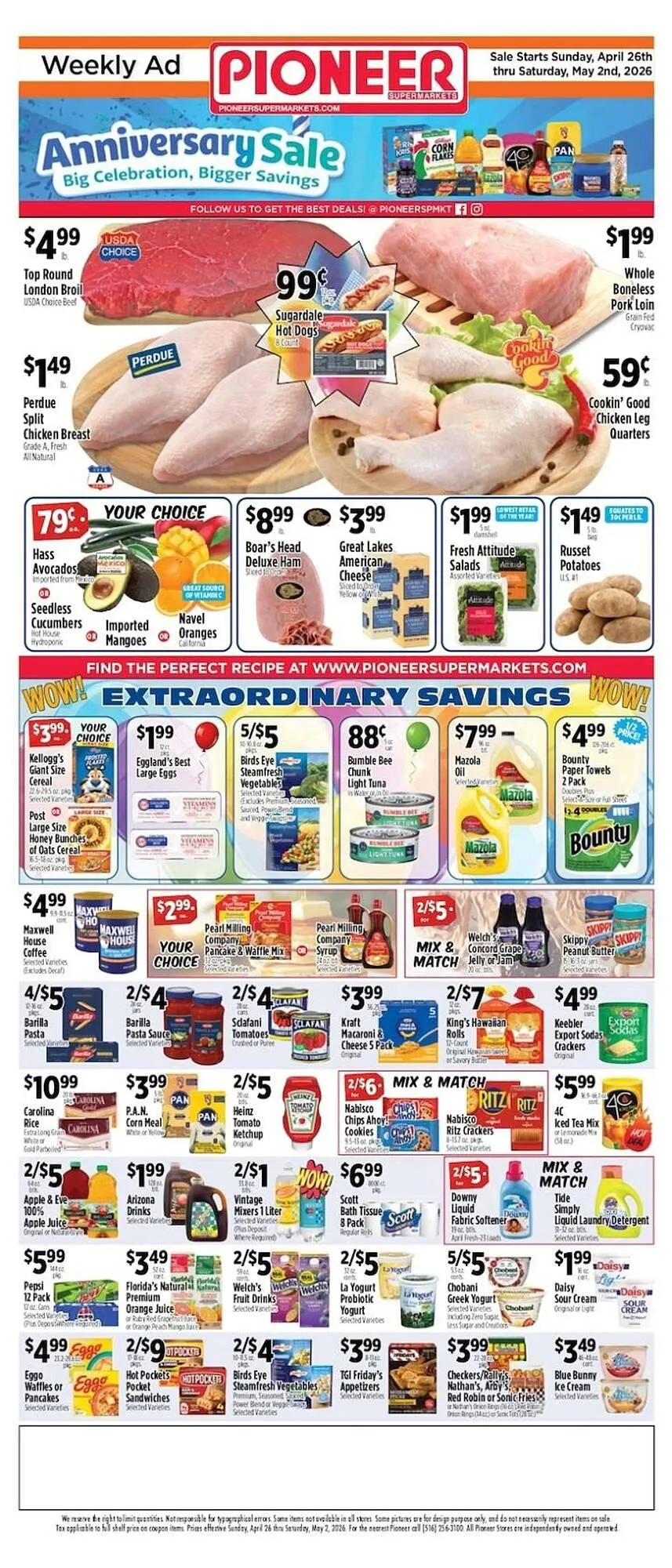 Weekly promotion Pioneer Supermarkets weekly ad spanning from April 26 to May 2 2026 - Page 1 for Catalogue 365
