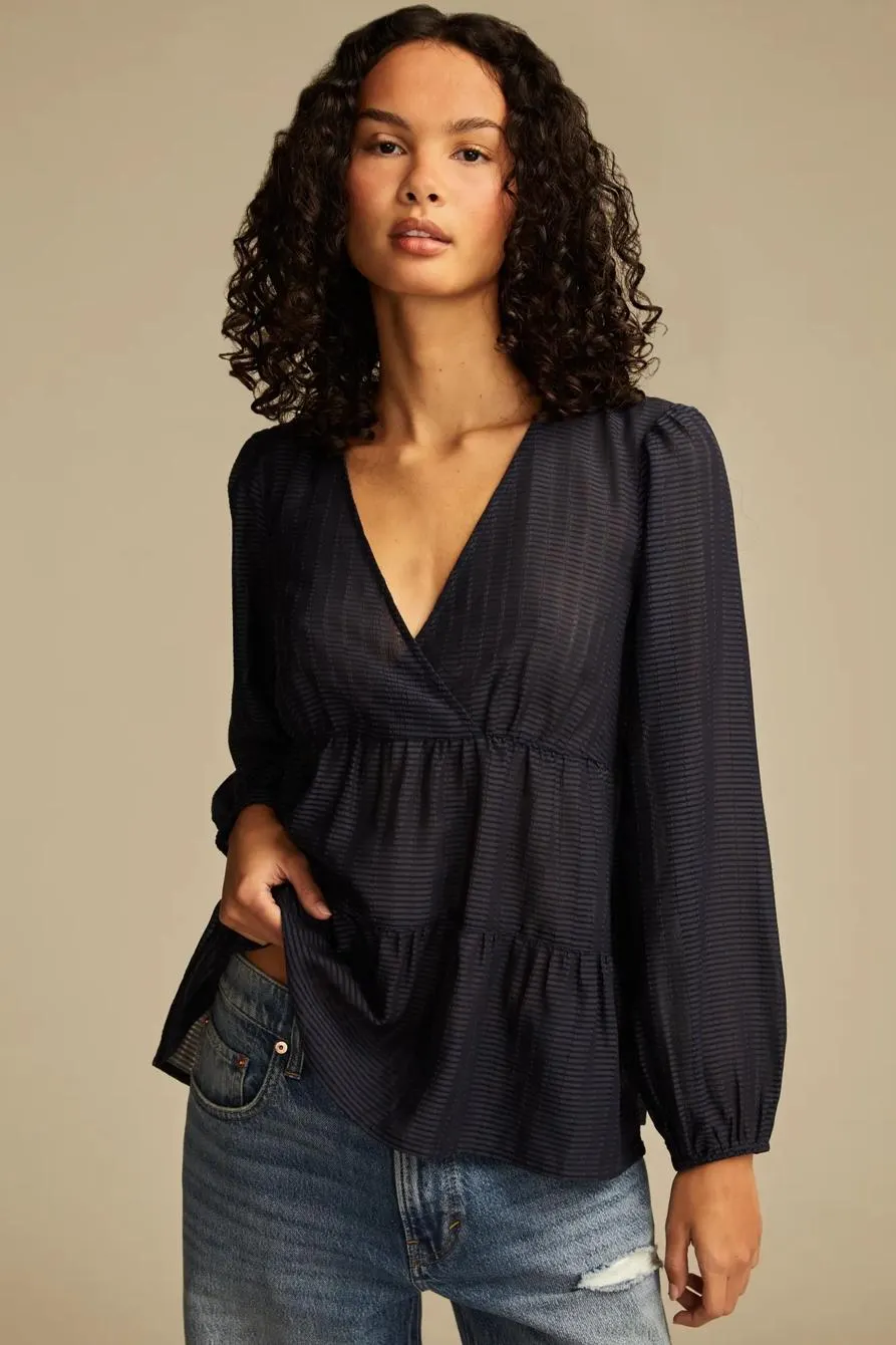 striped v-neck blouse