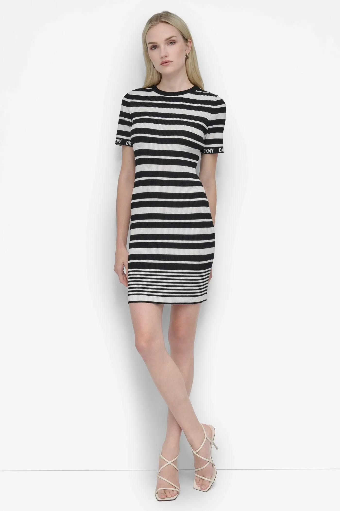 ALL OVER STRIPE LOGO DRESS