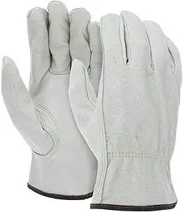 ATERET 12 Pairs X-Large Heavy Duty Durable Cowhide Leather Work Gloves I Driver Gloves for Truck Driving, Warehouse, Gardening, Farming