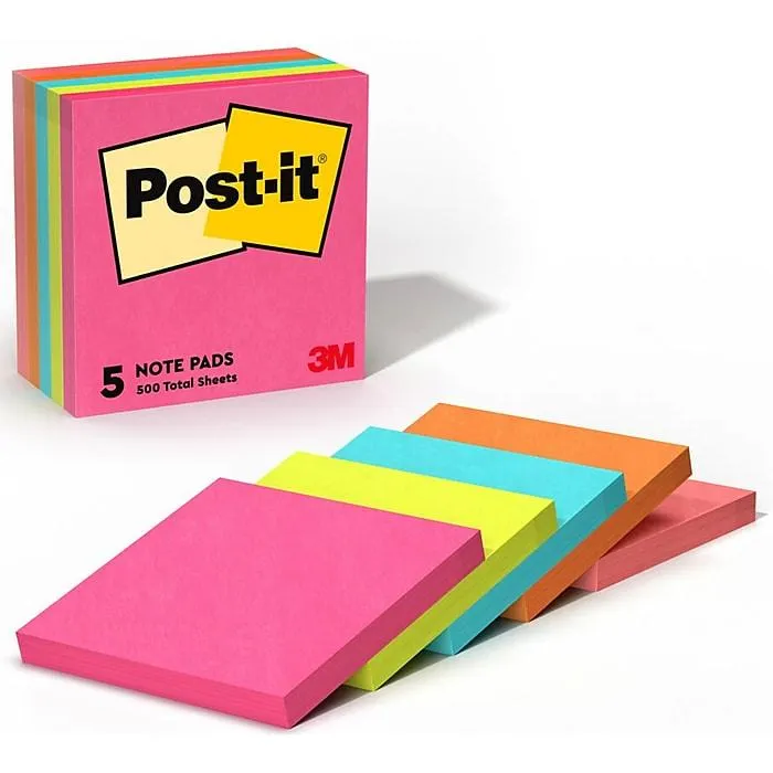 3" x 3", Poptimistic Collection, 100 Sheet/Pad, 5 Pads/Pack (6545PK)