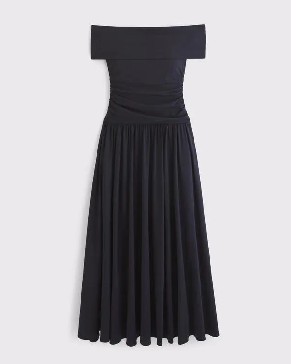 Off-The-Shoulder Knit Maxi Dress