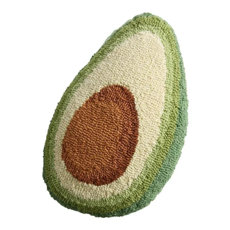 Green Avocado Shaped Tufted Indoor Outdoor Throw Pillow