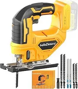 Jig saw compatible with Dewalt 20V Battery (Battery not Included) Cordless Jigsaw with LED Work Light, 0°- 45° Bevel Cuts, 3 Orbital Settings for Straight/Curve/Bevel/Circle Cutting