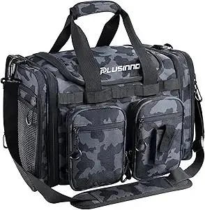 PLUSINNO Tackle Bag - Expandable Fishing Bag for Saltwater & Freshwater - Water Resistant Fishing Gear