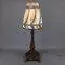 Vintage Leaded Glass Table Lamp with Burnished Metal Base, 1950s
