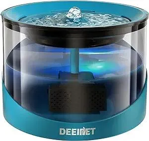 Cat Water Fountain, 74oz/2.2L Ultra Quiet Automatic Water Dispenser for Cats Dogs with Colorful LED Indicator, Water Bowl for Pets with Filter