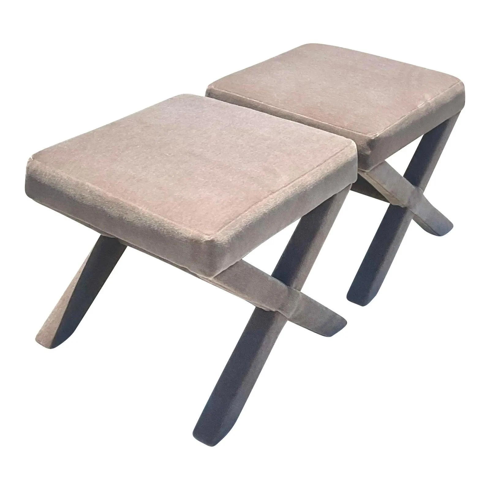 Vintage Contemporary Mohair X Benches - a Pair