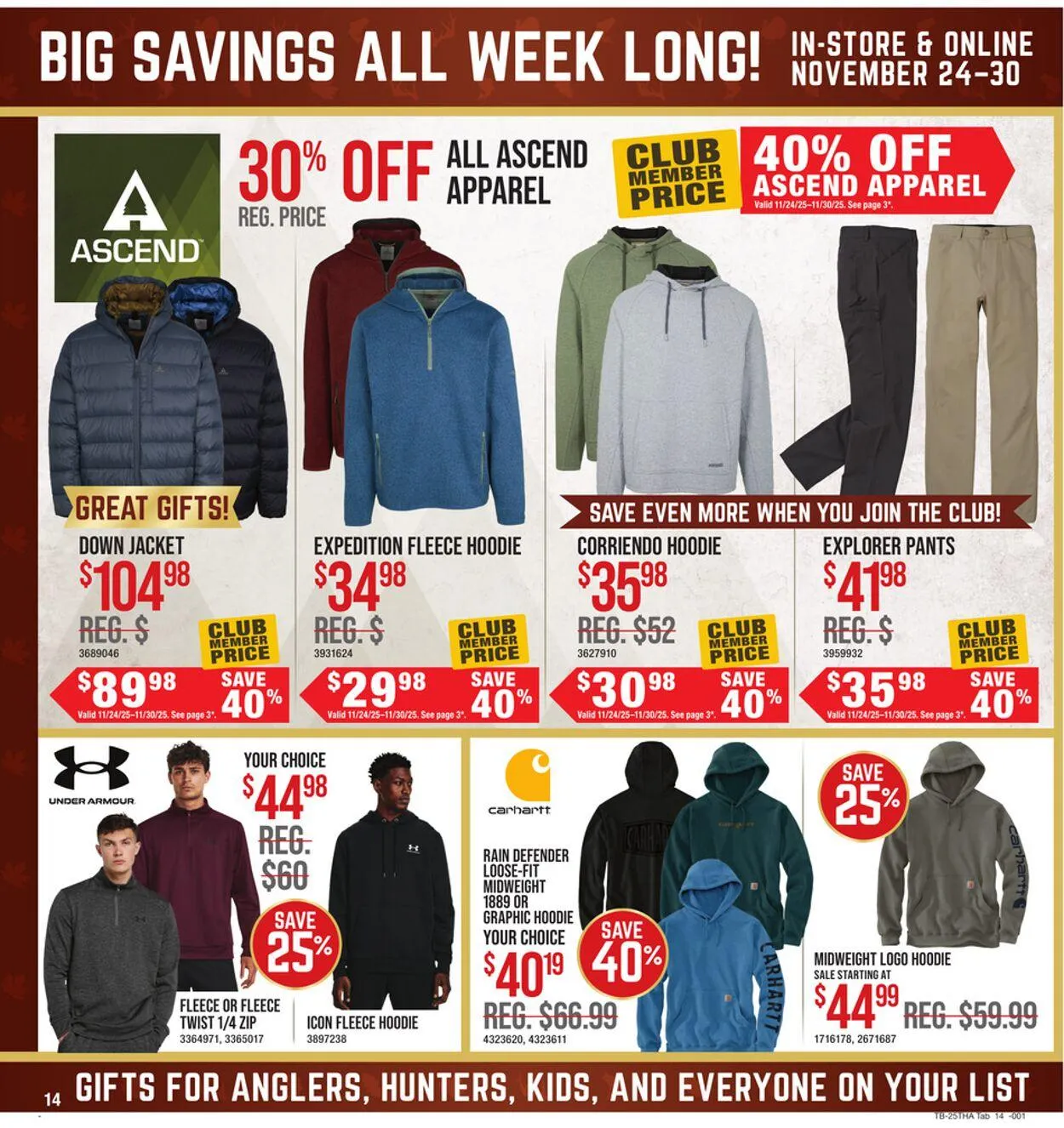 Weekly promotion Cabela's Current weekly ad spanning from November 24 to November 30 2025 - Page 14 for Catalogue 365
