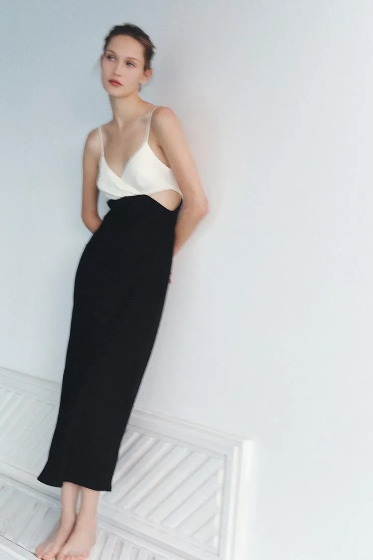 VESTIDO MIDI COMBINADO CUT OUT