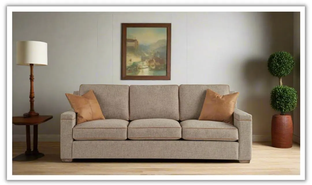 Universal Furniture Griffith Park Liam 3-Seater Fabric Sofa in Brown