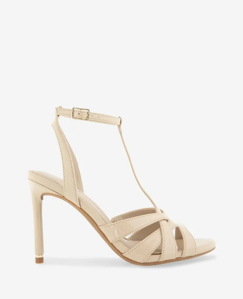 Liona Patent T-Strap Heel - WARM SAND PATENT