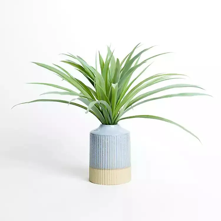 Grass Arrangement in Blue Vase