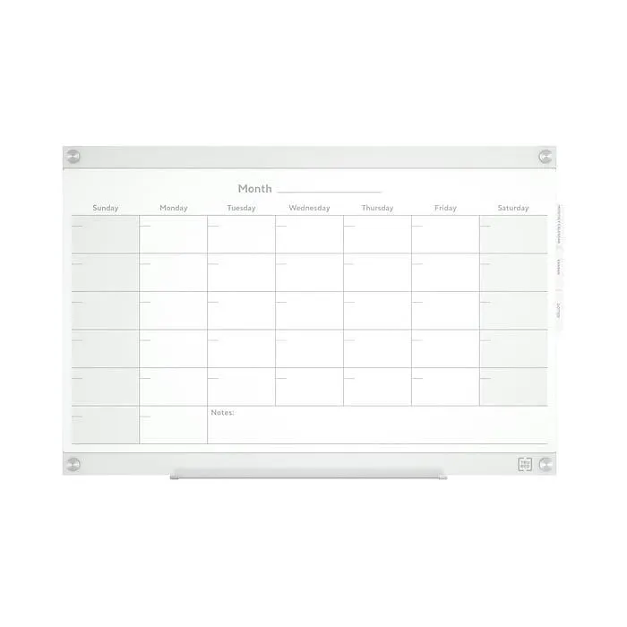 TRU RED™ Templated Magnetic Glass Dry-Erase Whiteboard,