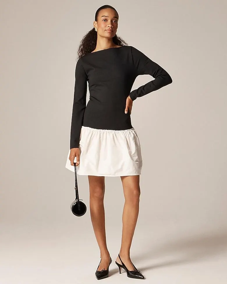 Bubble-hem colorblock mixy dress