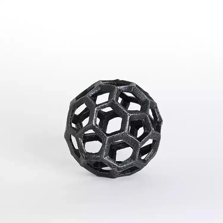 Black Cast Iron Hexagon Sphere, 3 in.