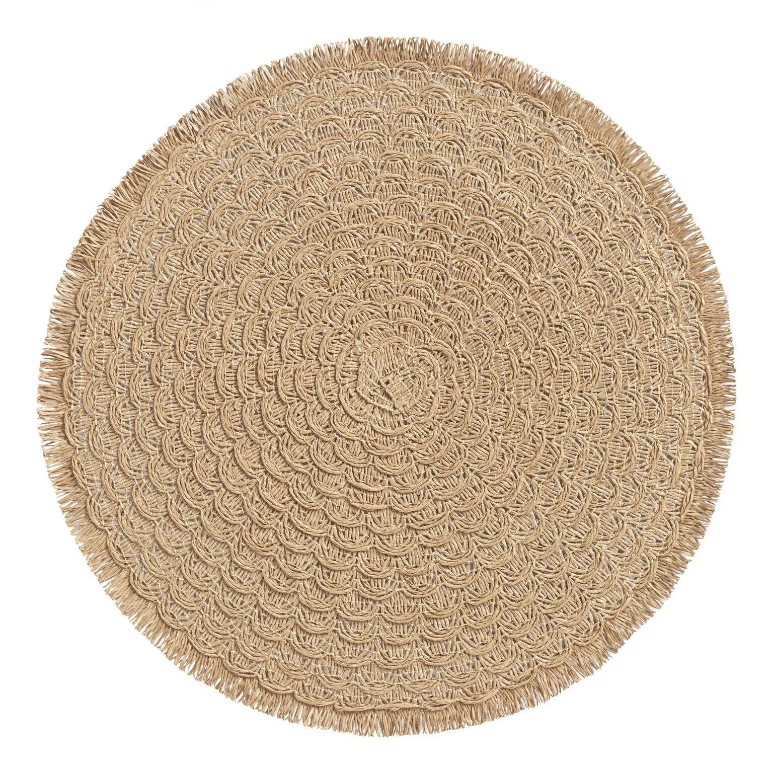 Round Natural Braided Placemat With Fringe Set Of 4