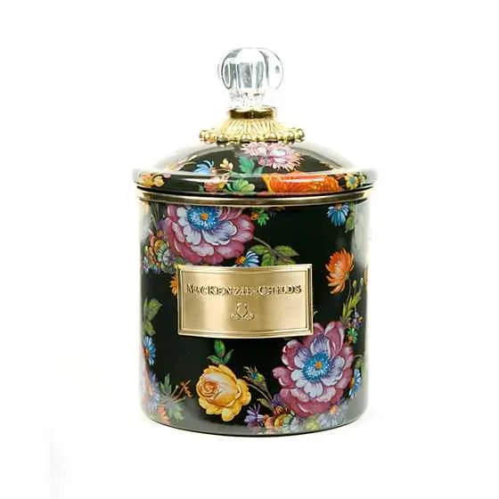 Black Flower Market Small Canister