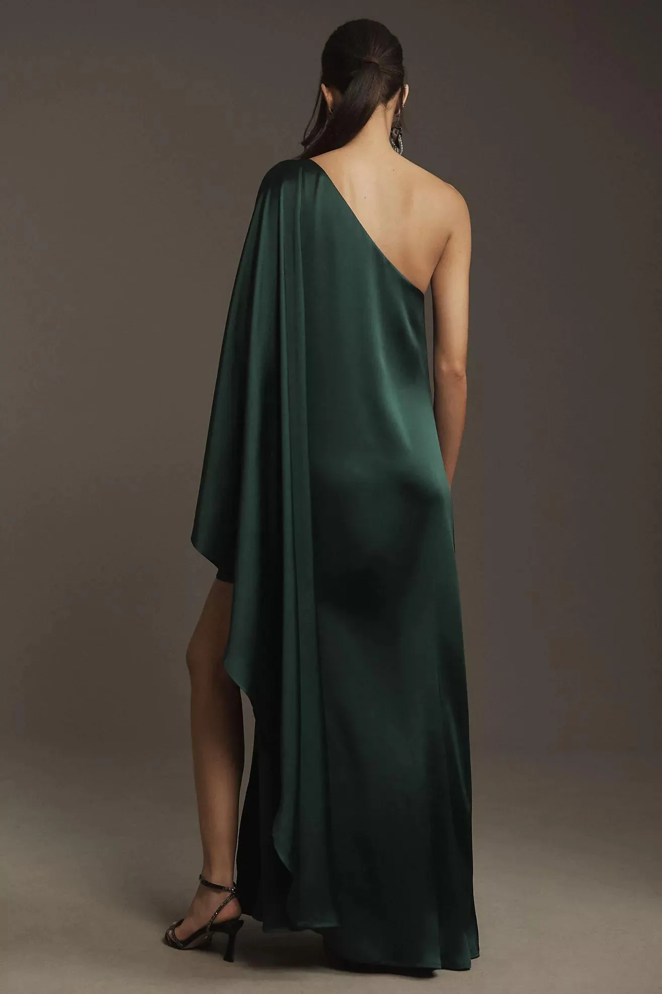 BHLDN Tiana One-Shoulder Satin Kaftan Maxi Dress