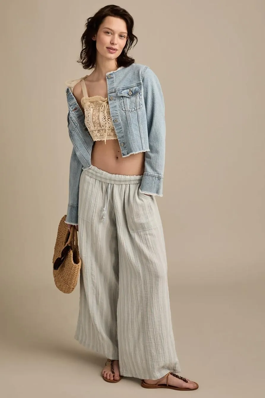 striped beachy gauze pant