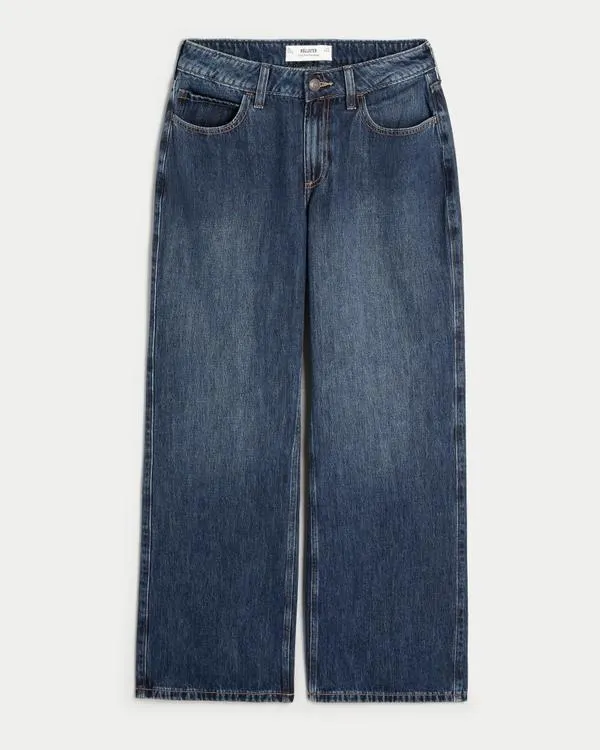 Curvy Mid-Rise Dark Wash Baggy Jeans