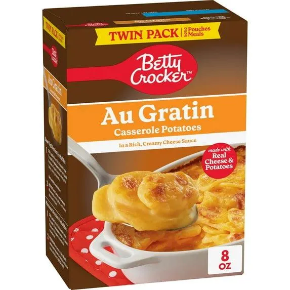 Betty Crocker Au Gratin Casserole Potatoes, Made with Real Cheese, Twin Pack, 8 oz Box