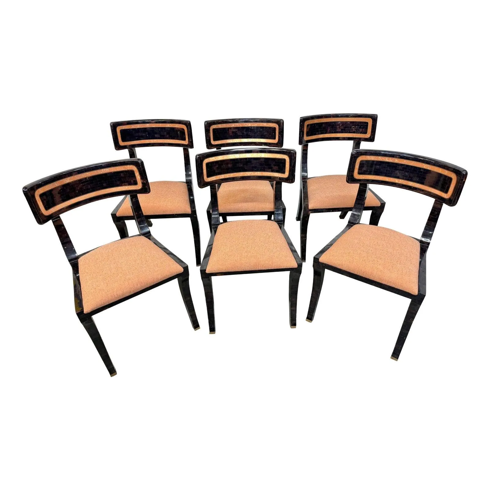 Vintage Horn Klismos Tessellated Dining Chairs - Set of 6