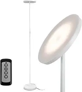 JOOFO Floor Lamp,30W/2400LM Sky LED Modern Torchiere 3 Color Temperatures Super Bright -Tall Standing Pole Light with Remote & Touch Control for Living Room,Bed Room,Office (Pearl White)