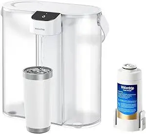 Waterdrop Compact Electric Water Filter Pitcher, 200-Gallon Rechargeable Instant Powerful Dispenser, NSF/ANSI 42&53&401, Reduce PFAS, Lead, Chlorine, 14-Cup, White, with 1 Filter, Does not Lower TDS