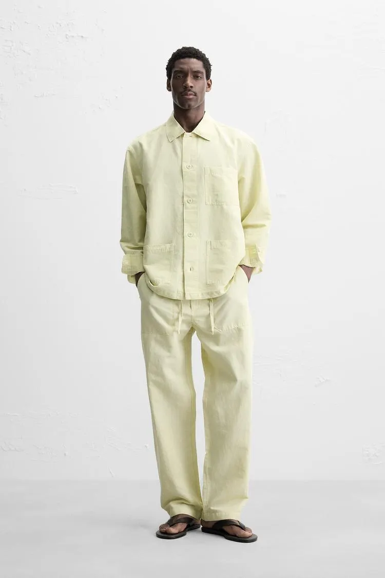 STRAIGHT FIT LINEN COTTON PANTS