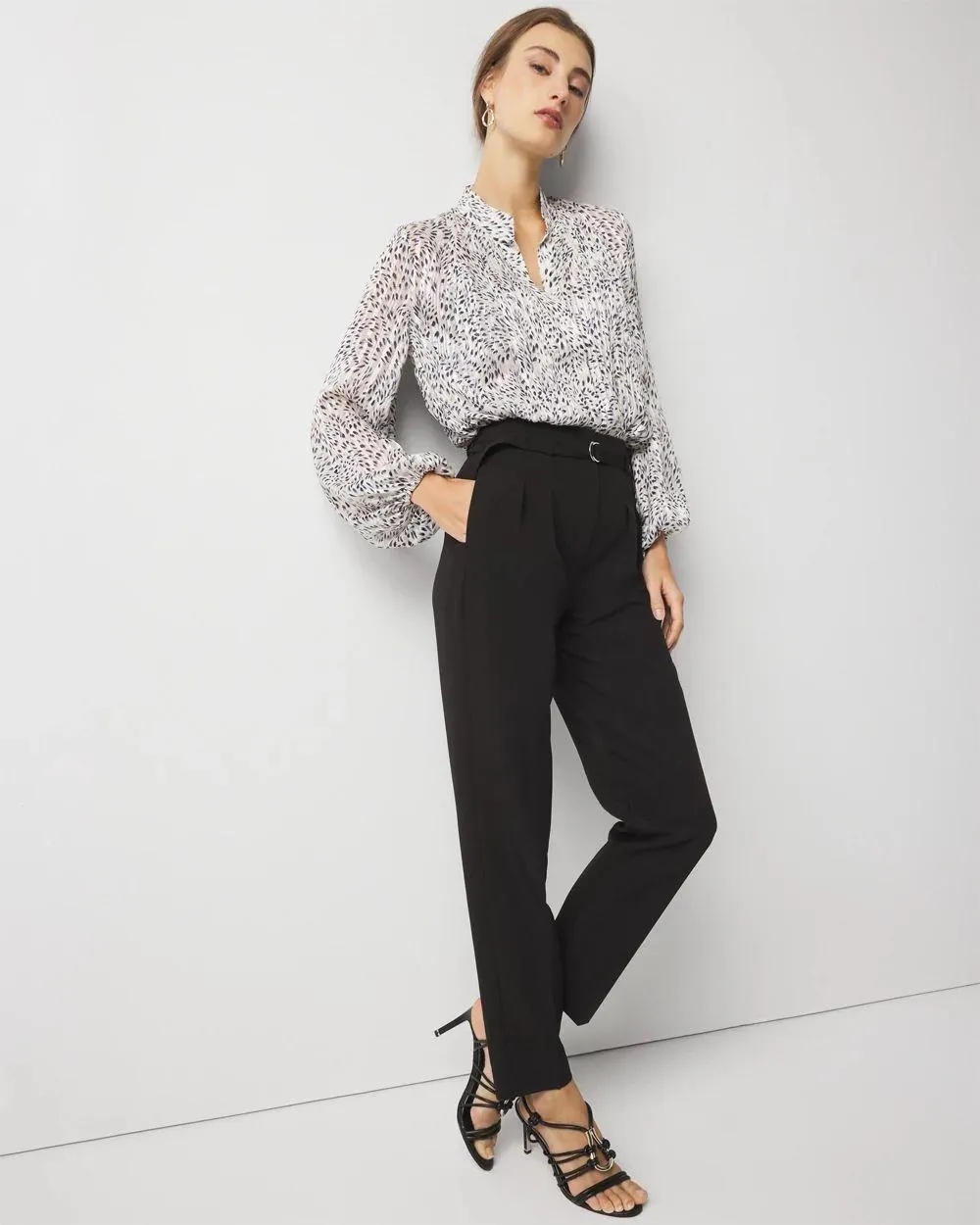 High-Rise Belted Tapered Ankle Pant