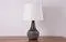 Danish Modern Dark Blue and Brown Ceramic Table Lamp with Lampshade by Einar Johansen for Søholm, 1960s
