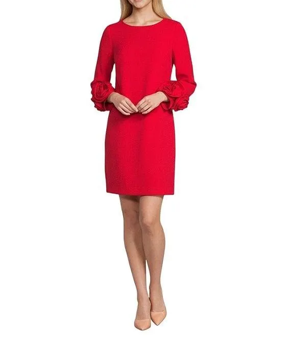 Valentine Long Sleeve Ruffle Crepe Dress
