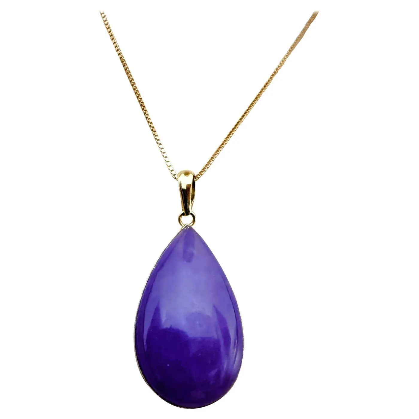 14k Yellow 6.65 Carat Pear Cut Amethyst Pendant Necklace 18"