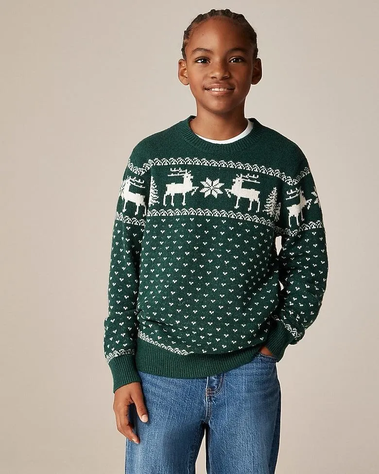 Kids' reindeer Fair Isle sweater in wool blend