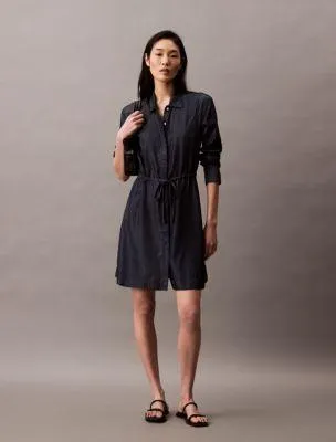 Relaxed Denim Mini Shirt Dress