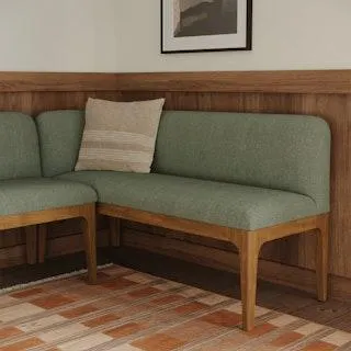 Rosin 56.75" Left Corner Banquette - Smoked Oak and Welsh Green