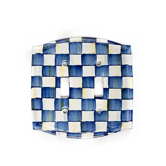 Royal Check Enamel Switch Plate - Double Toggle