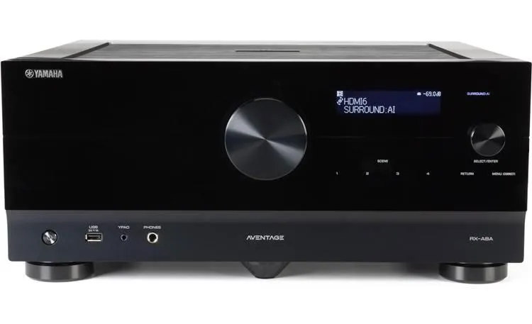 Yamaha AVENTAGE RX-A8A 11.2-channel home theater receiver with Dolby Atmos®, Wi-Fi®, Bluetooth®, Apple AirPlay® 2, and Amazon Alexa compatibility