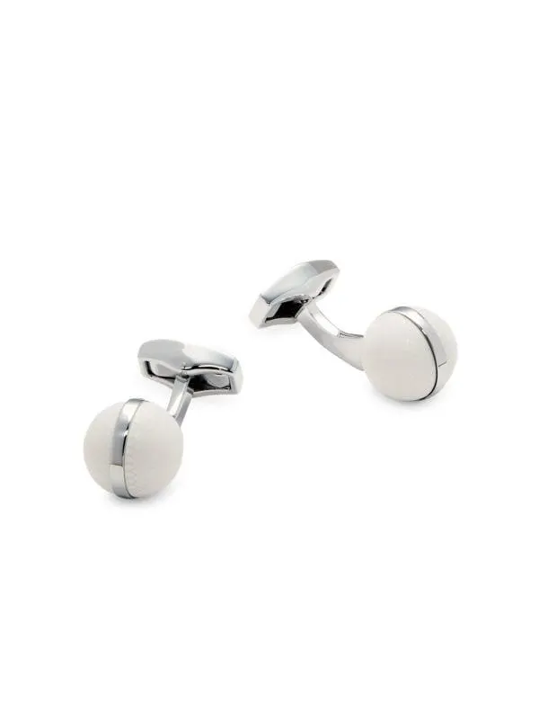 Rhodium Plated & Enamel Sphere Cufflinks