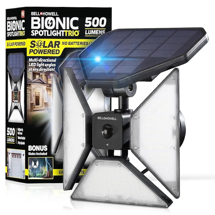 BELL + HOWELL Bell+Howell Bionic Lights 8 -Watt Black Low voltage Solar LED Spot light Motion Sensor