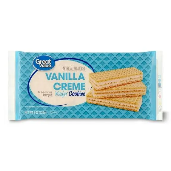 Great Value Vanilla Flavor Wafer Cookies, 8 oz