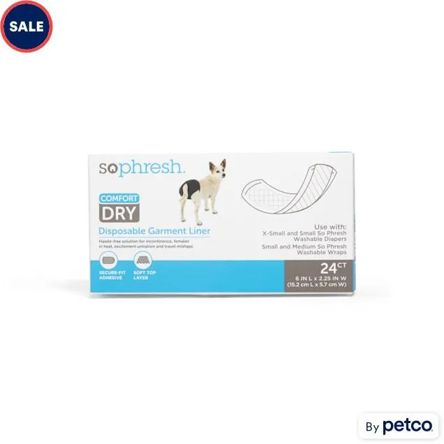 So Phresh Comfort Dry Disposable Garment Liners for Dogs, Count of 24