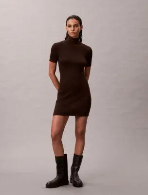 Lurex Merino Wool Blend Rib Sweater Dress