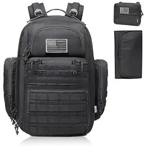 Diaper Bag Backpack for Dad, DBTAC Large Baby Nappy Bag for Men w/Changing Mat, Insulated+Wipe Pockets, Stroller Straps, Black