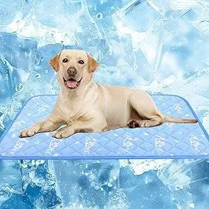 MH MYLUNE HOME Dog Cooling Mat 48x28 Inch - Double-Sided Cooling & Warm, Arc-Chill Cool Fiber, Endothermic Color Changing Pet Pad for Large Dogs, Foldable & Washable Summer Blanket