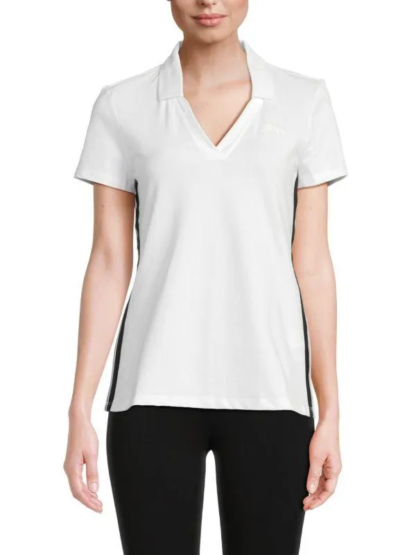 ​Cotton-Blend V-Neck Polo Shirt