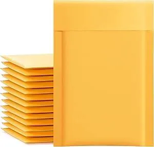 UCGOU Kraft Bubble Mailers 4x8 Inch 50 Pack Yellow Padded Envelopes #000 Small Business Mailing Packages Self Sealing Tear Resistant Boutique Bulk Mail Shipping Bags Bubble Mailers
